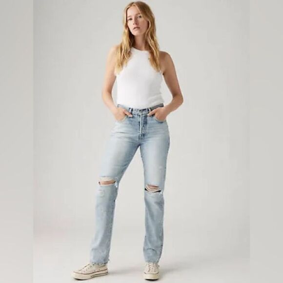 Levi Premium 501® ORIGINAL FIT WOMEN'S JEANS waist size 25 inseam 26 blue - Picture 1 of 11